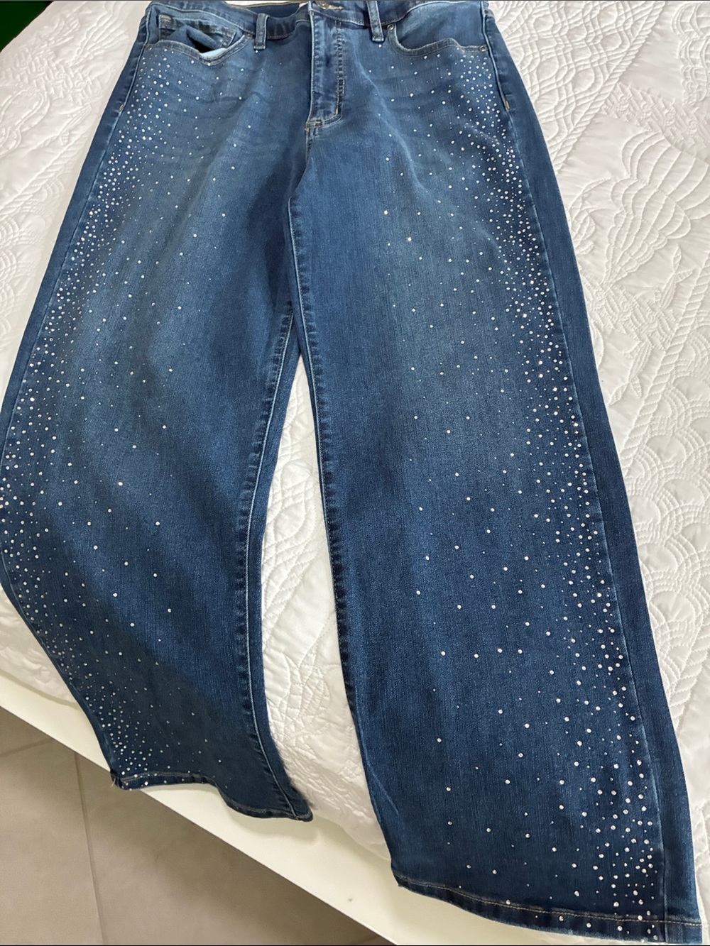 Sofia by Sofia Vergara Blue Rhinestone Embellished Jeans